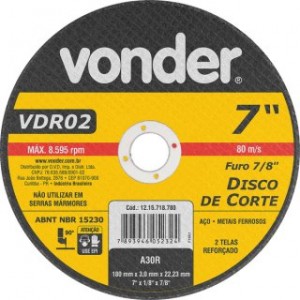 2966 - DISCO DE CORTE 7 X 3,00MM - VONDER